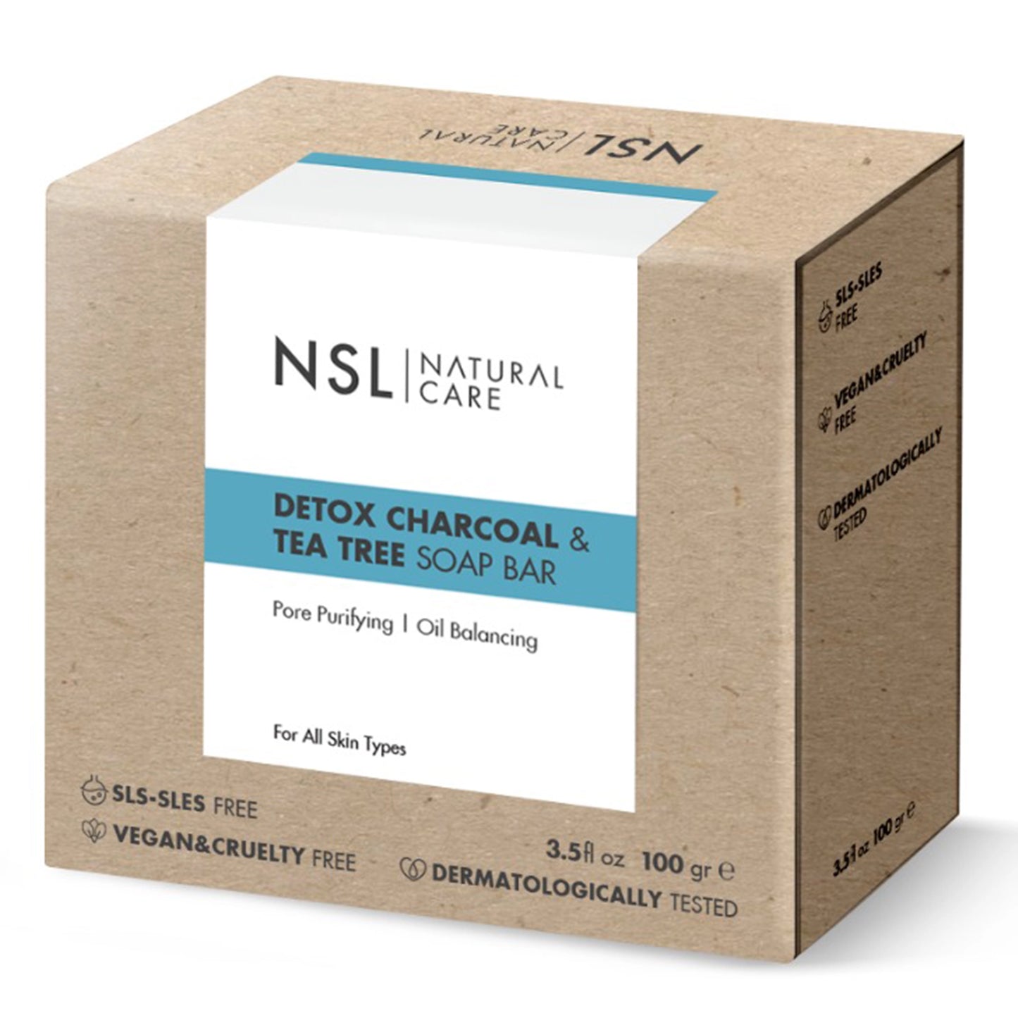 NSL Detox Charcoal & Tea Tree Bar – Arındırıcı Sabun